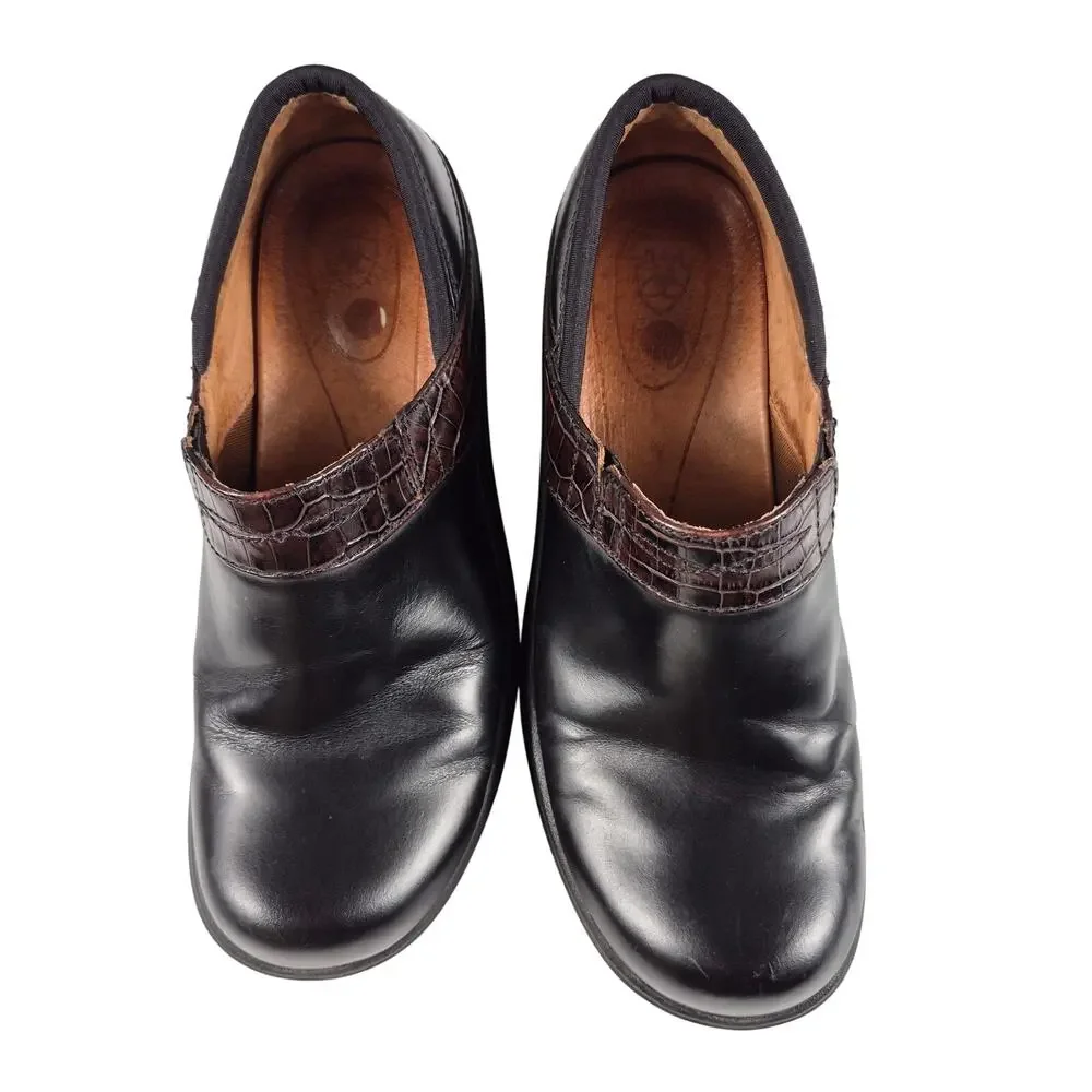 Ariat Black Brown Leather Clogs Mules Shoes Women's 6 1/2 B